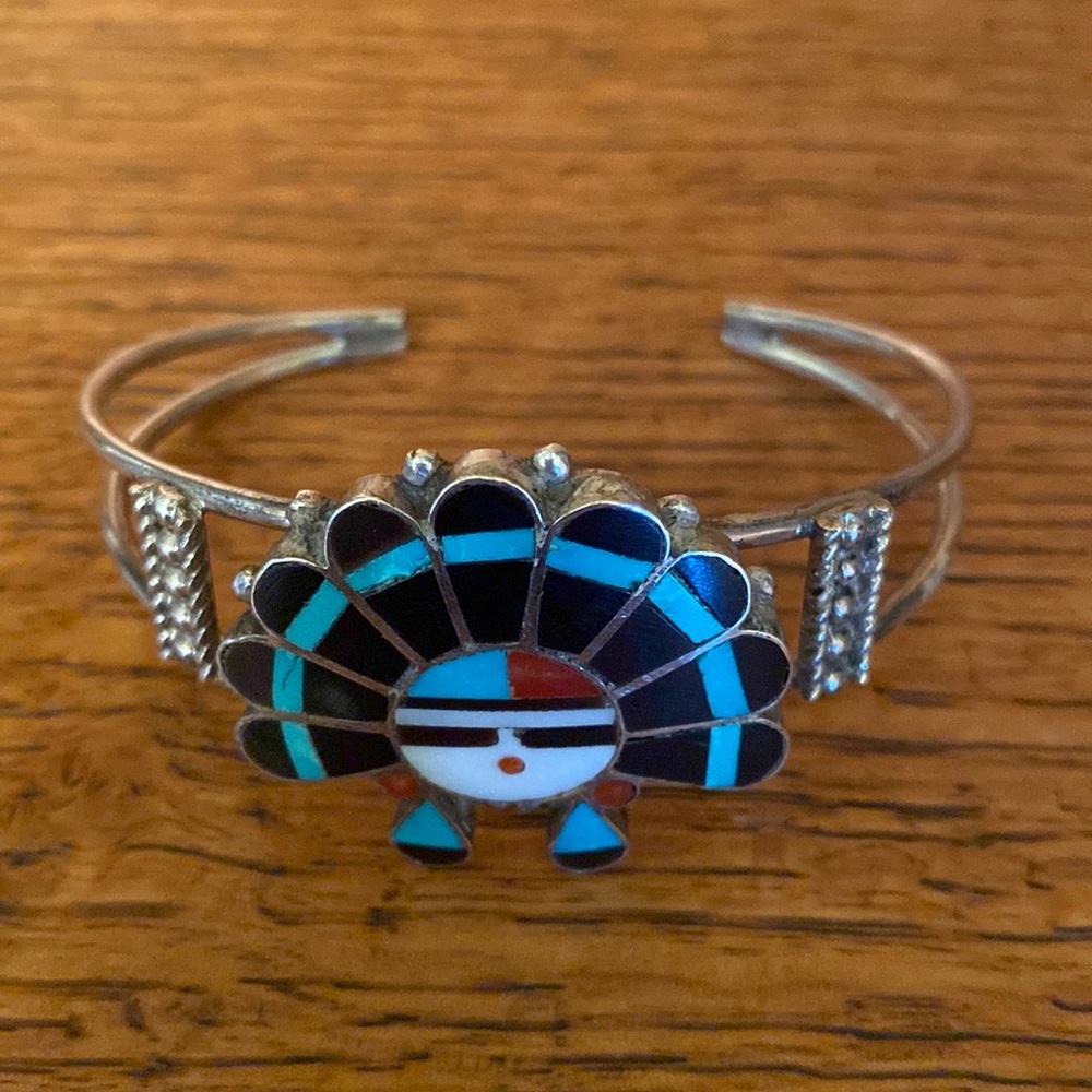 Vintage Zuni sun bracelet marked and signed